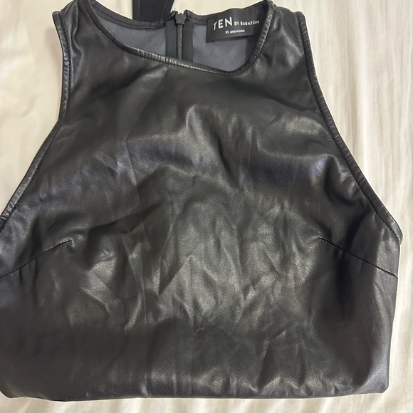 Babaton Tops - Babaton Black Leather Bodysuit